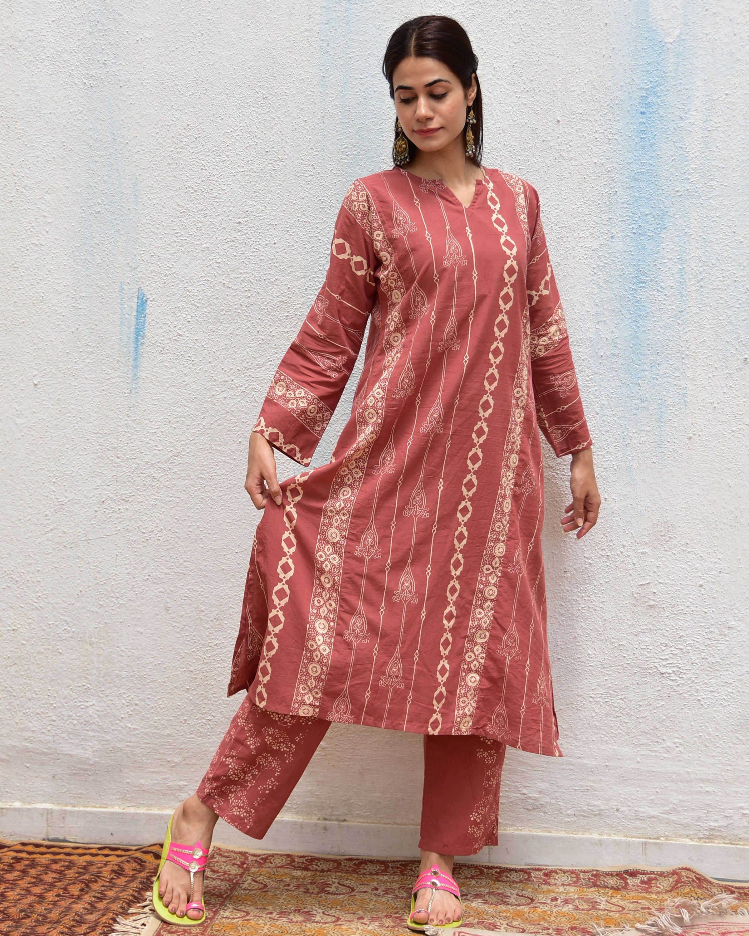 Pottery Handblockprinted Cotton Kurta Set Of 2-Sor