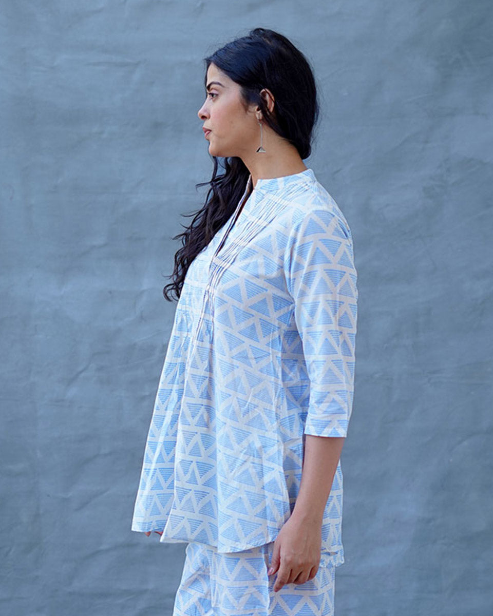 Kuhu Ivory Hand Block Printed Top-BAD