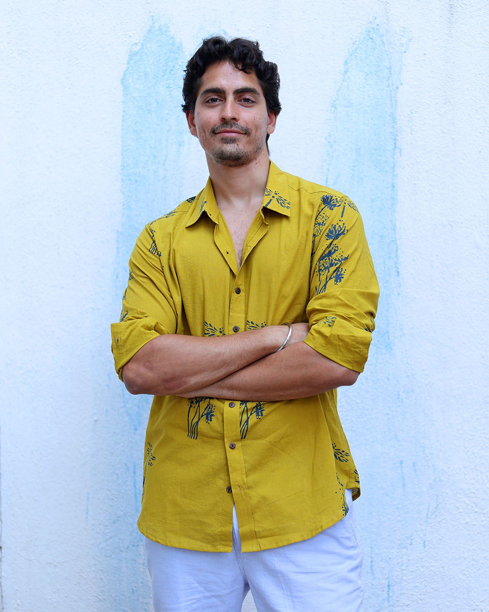 Udan Mustard Yellow Hand Block Print Cotton Shirt -TOF
