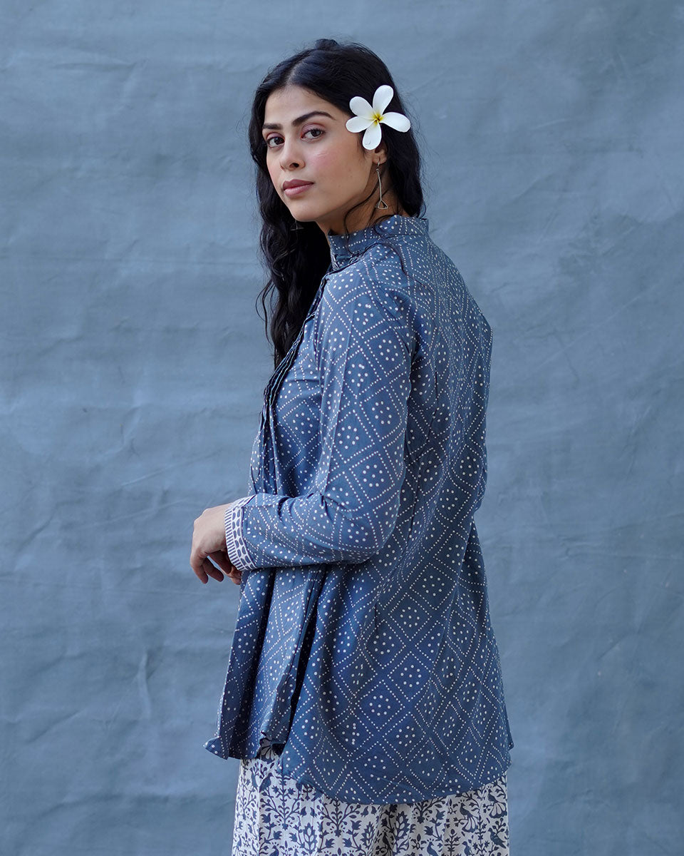 Silt Light Grey Block Printed Top - BMS