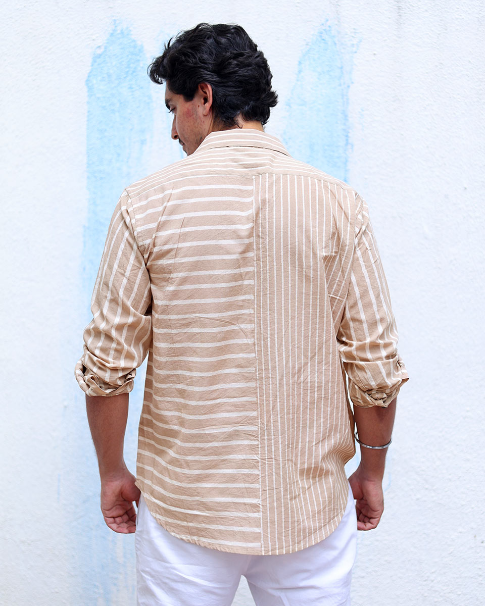 Malang Beige Hand Block Print Cotton Shirt -TOF