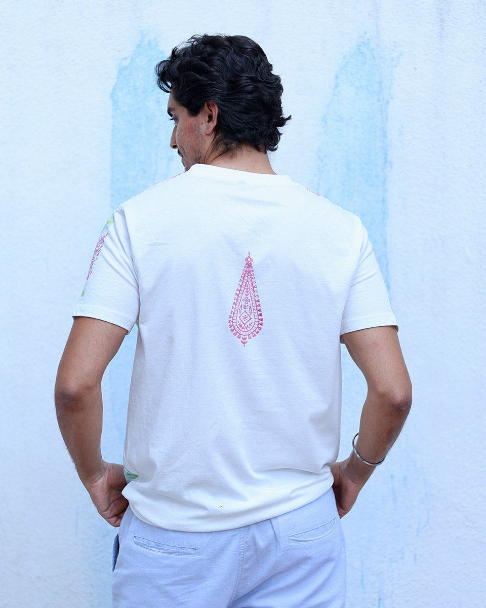 Saahil Multi Colours Hand Block Print Cotton T- Shirt - TOF