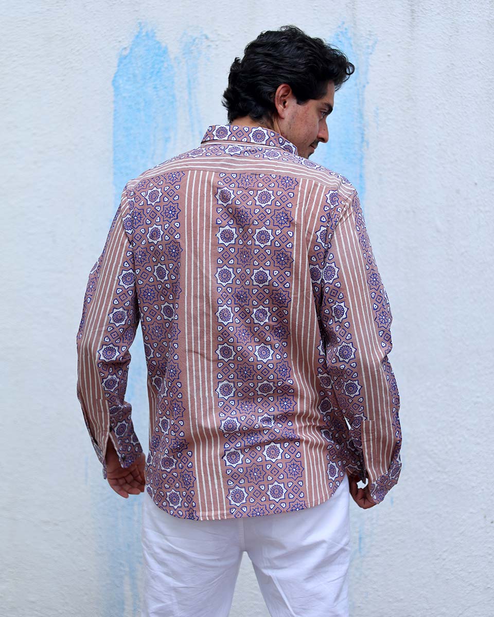 Revaaz Multi Colours Hand Block Print Cotton Shirt -TOF