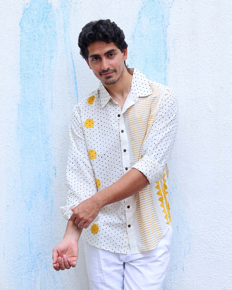 Muraad Multi Colours Hand Block Print Cotton Shirt -TOF