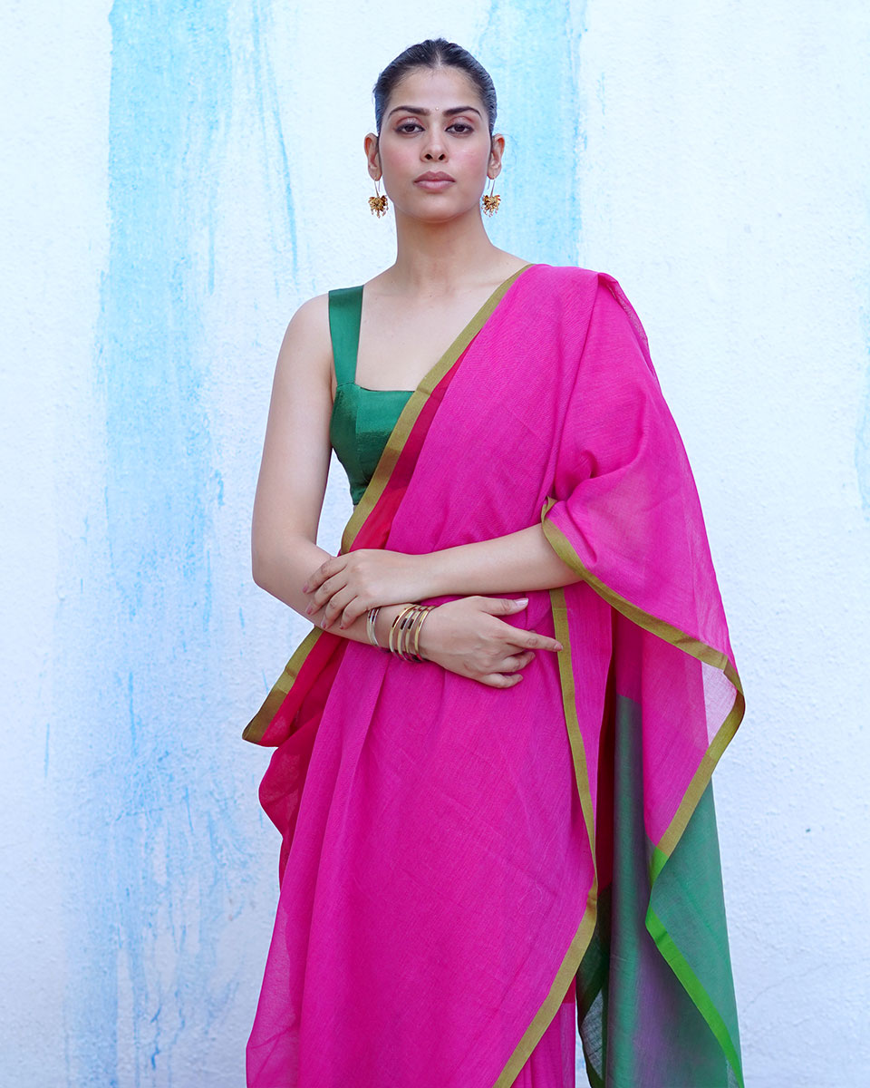 Demeter Pink Handwoven Cotton Saree - NTC