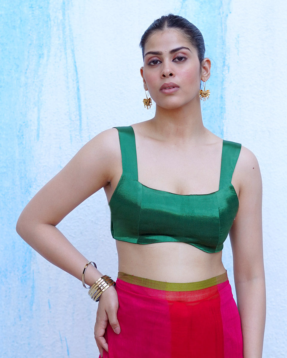 Persephone Green Mashru Silk Blouse - NTC