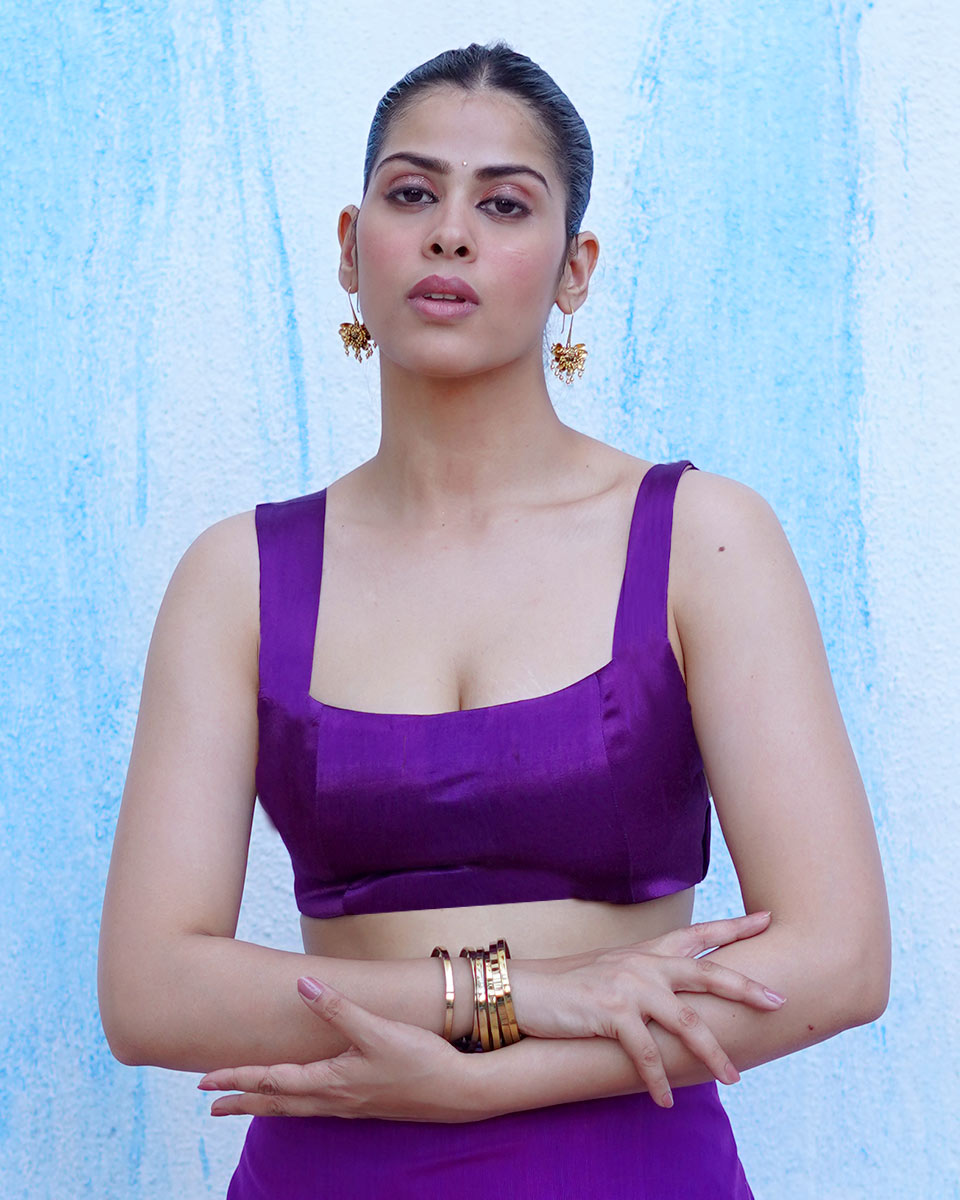 Tethys Royal Purple Mashru Silk Blouse - NTC