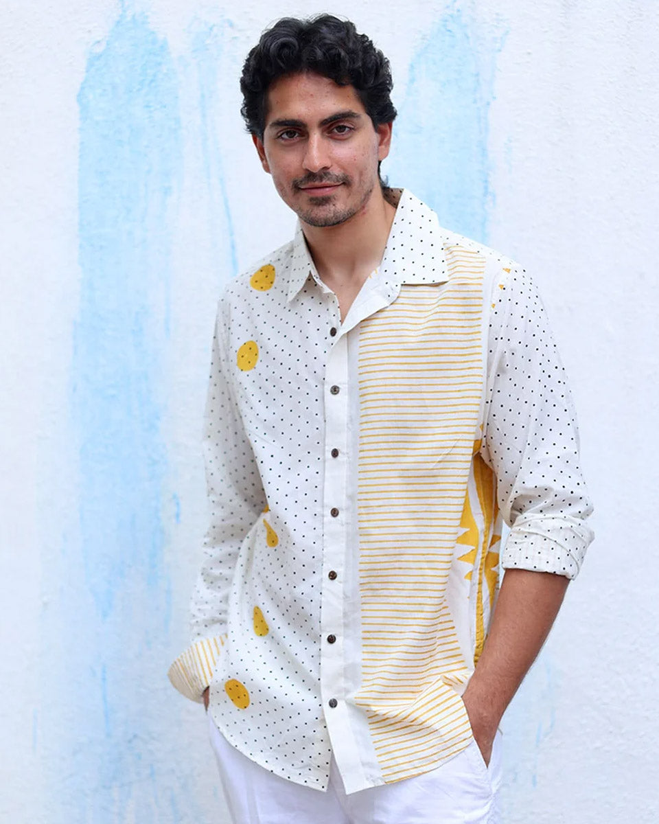 Muraad Multi Colours Hand Block Print Cotton Shirt -TOF