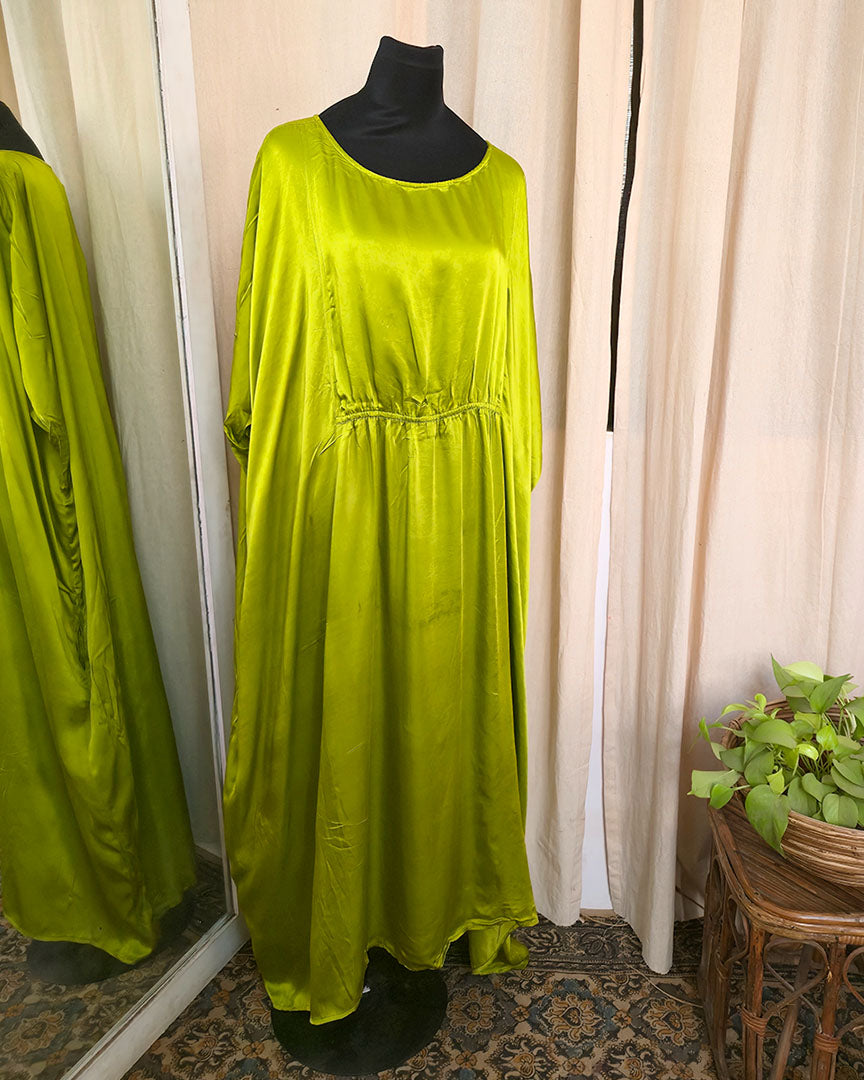 Maira Lime Green Silk Dress - Love Despite