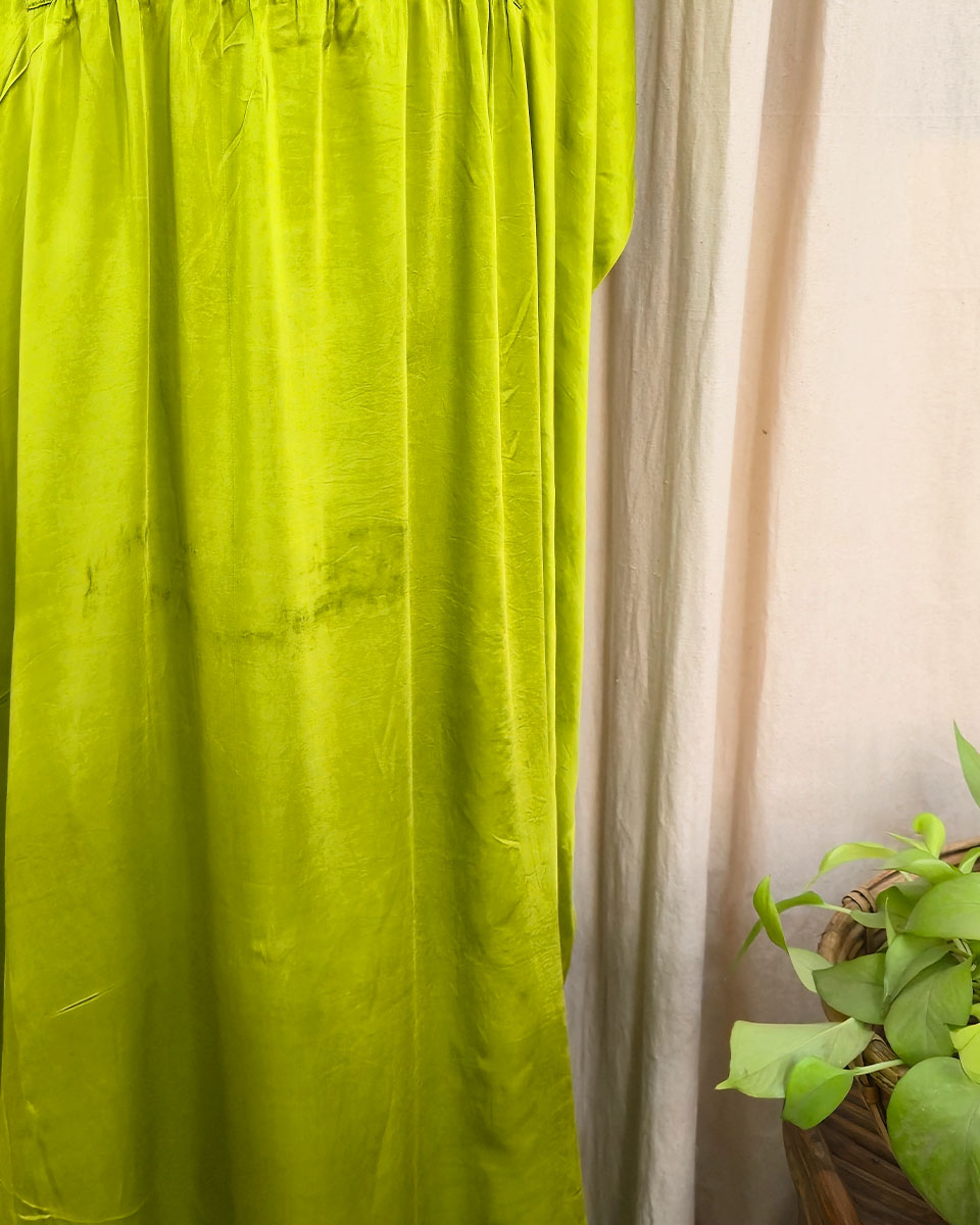 Maira Lime Green Silk Dress - Love Despite