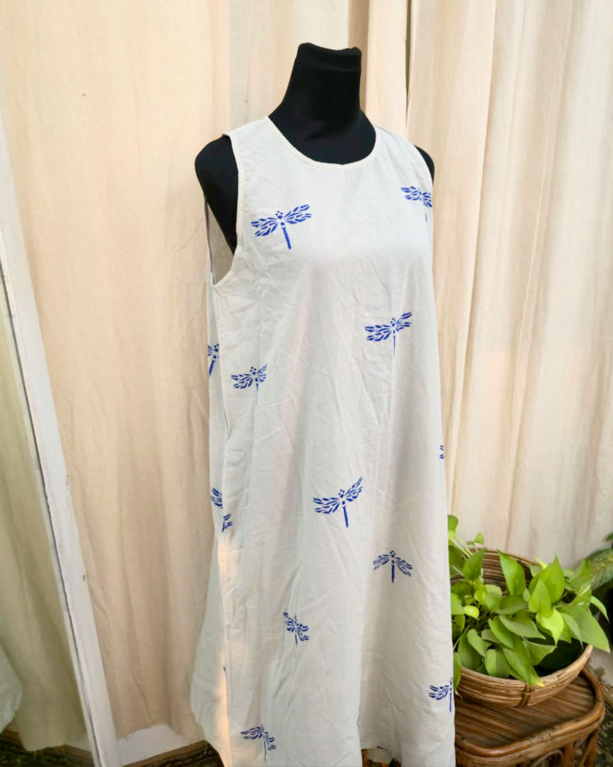 Evaana White Hand Block Print Cotton Dress - Love Despite