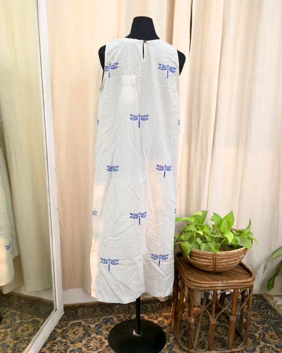 Evaana White Hand Block Print Cotton Dress - Love Despite