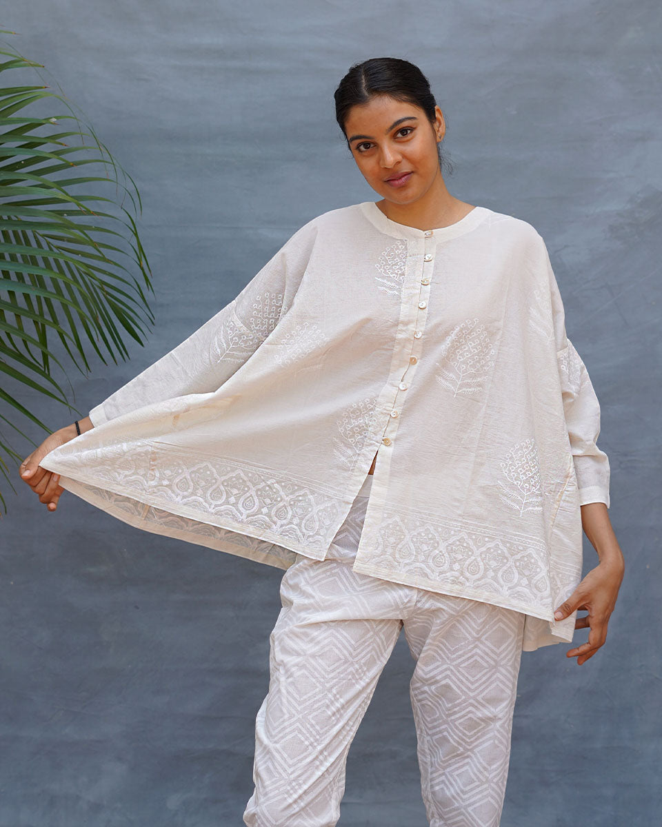 Morning Butter Ivory Block Printed Top - SFD