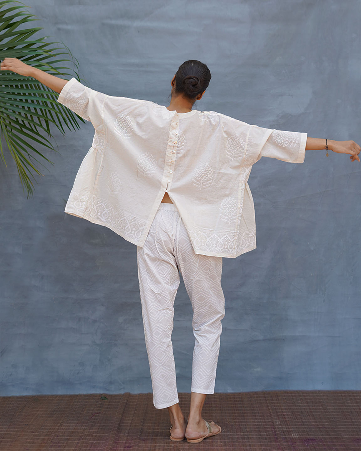 Morning Butter Ivory Block Printed Top - SFD