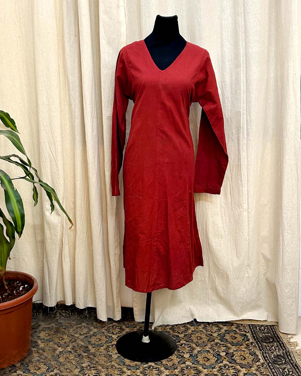 Gulnaar Red Cotton kurta - LD