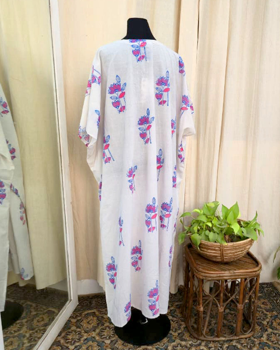 Nayra White handblock printed Cotton dress - Love Despite