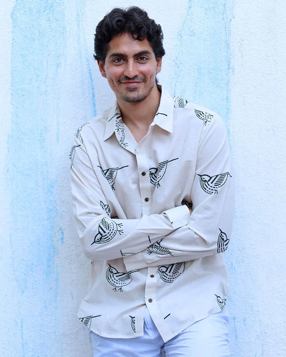 Shaan White Hand Block Print Cotton Shirt -TOF