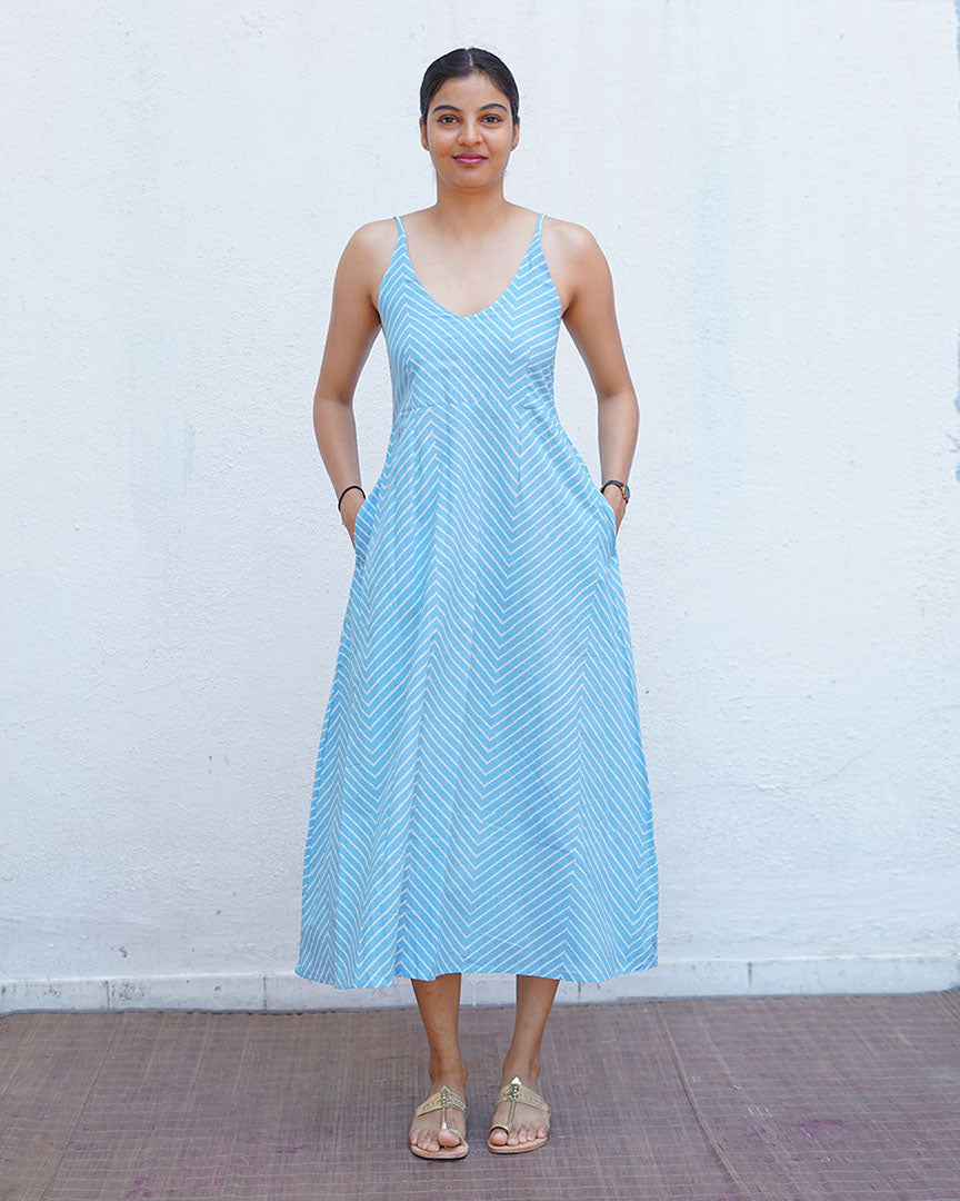 Gudiya Blue Hand Block Printed Dress-BAD