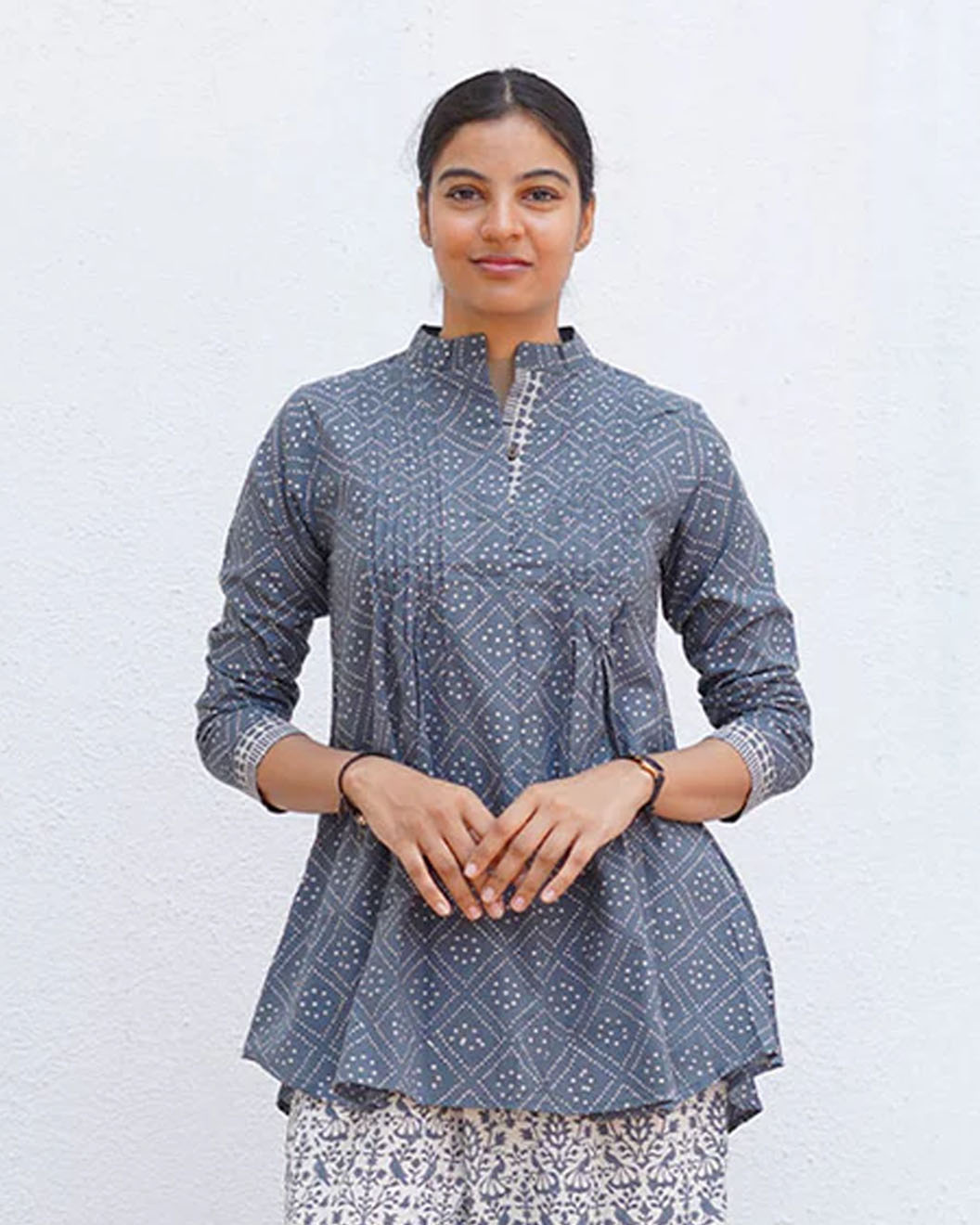 Silt Light Grey Block Printed Top - BMS