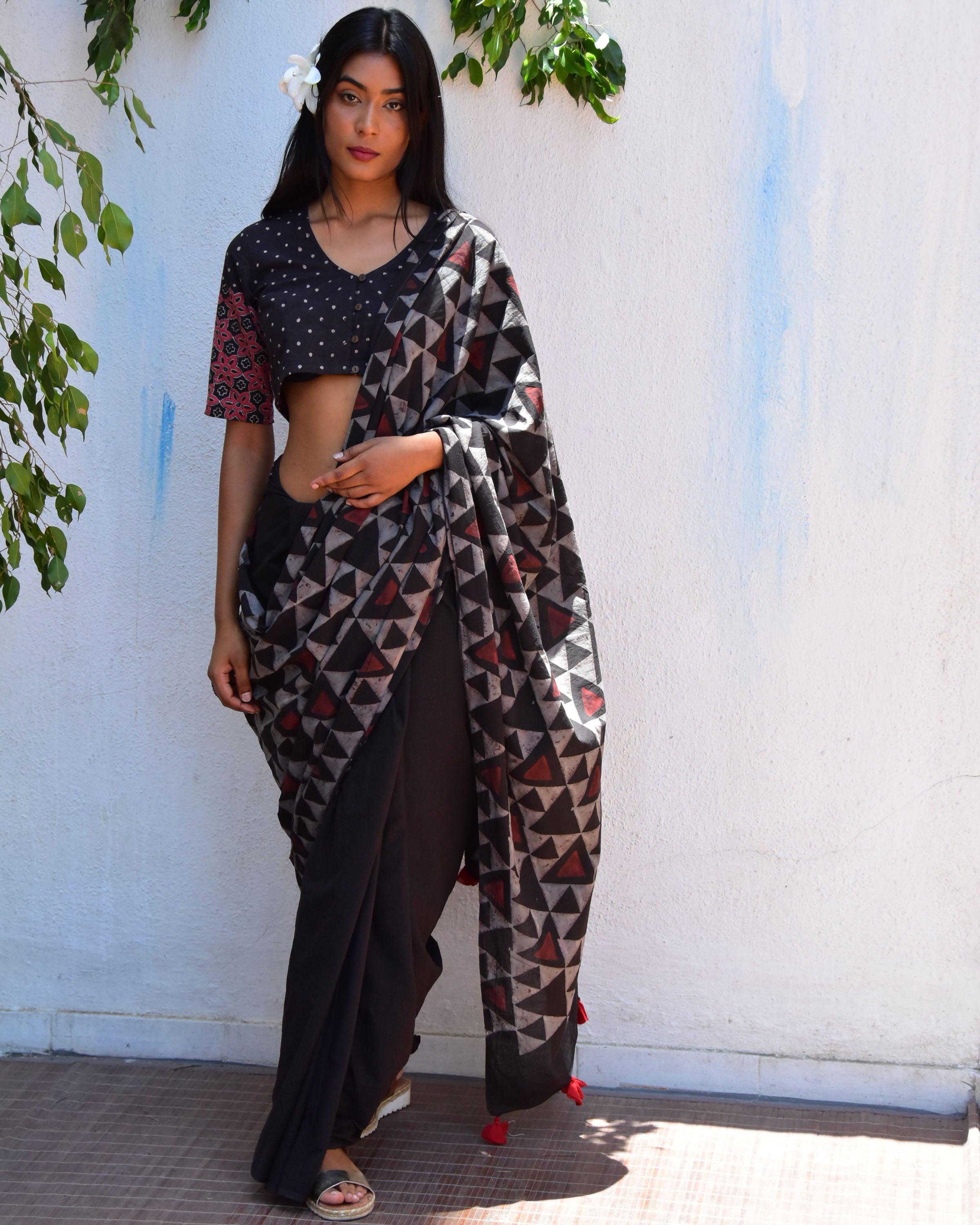  Handblockprinted Mulmul Cotton Saree