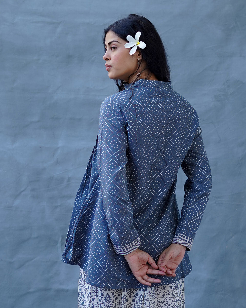Silt Light Grey Block Printed Top - BMS