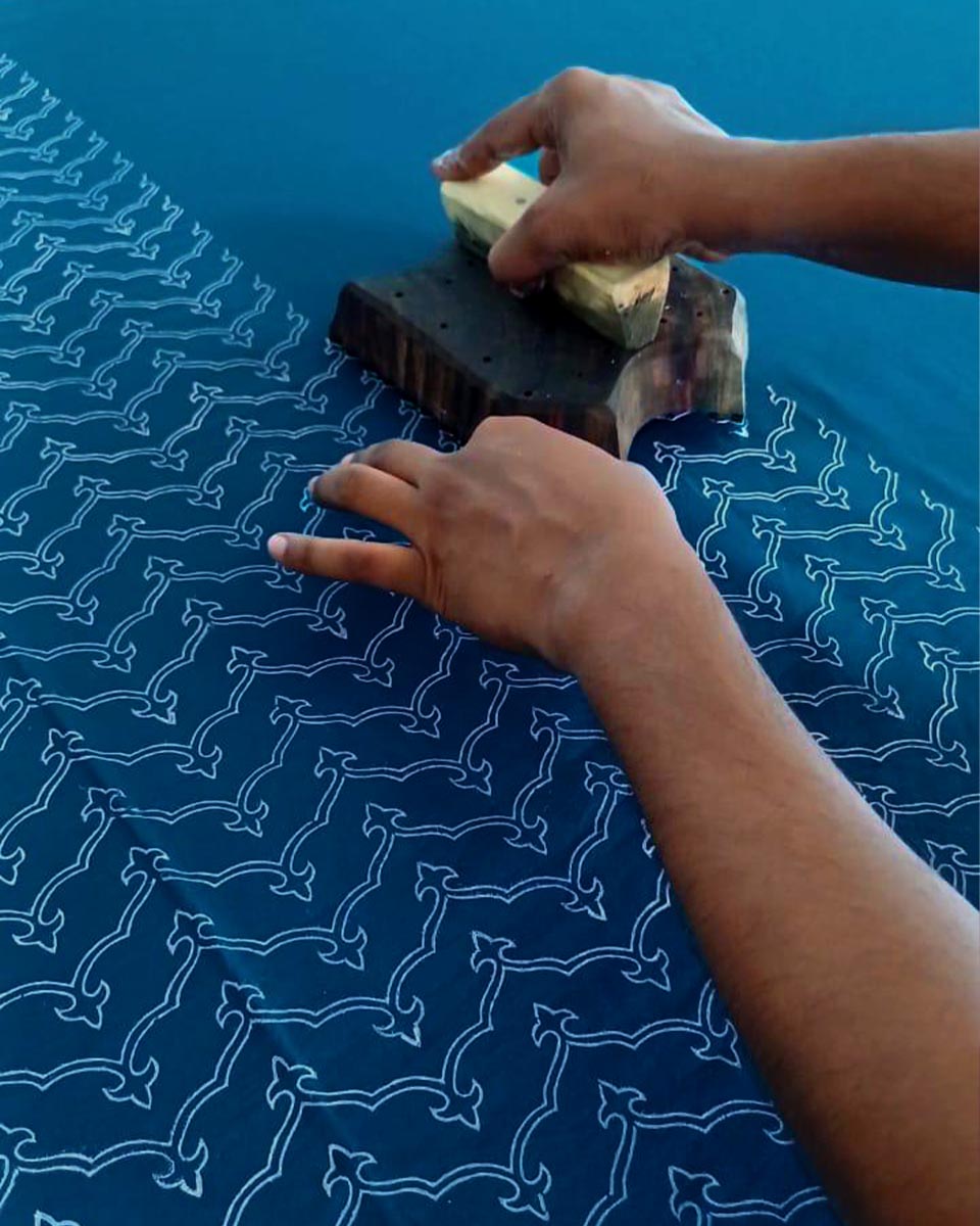 Snehal Teal Green Hand Block Printed Bottom Pant-MYA