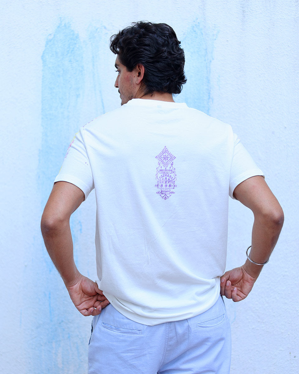 Janan Multi Colours Hand Block Print Cotton T- Shirt - TOF