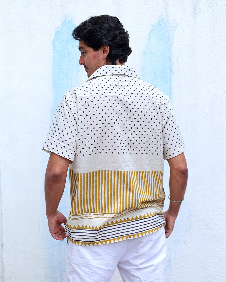Tarikh White Hand Block Print Cotton Shirt - TOF