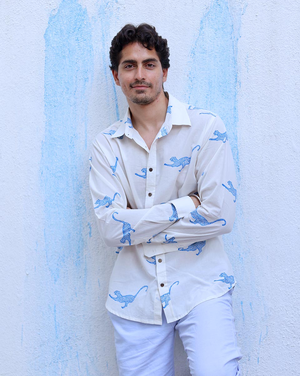 Mannat White Hand Block Print Cotton Shirt -TOF