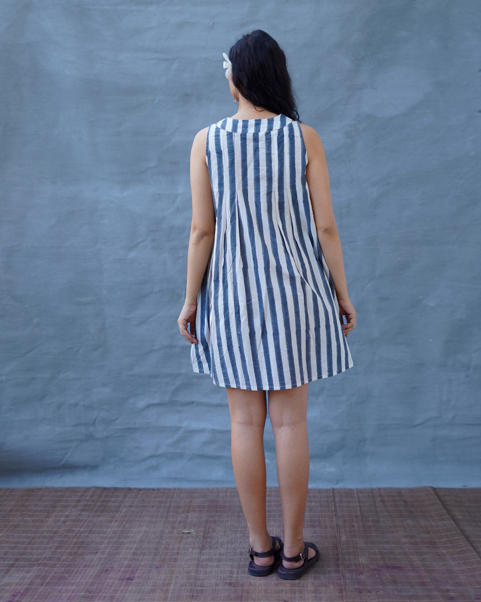 Monsoon Tide Grey Block Printed Dress - BMS