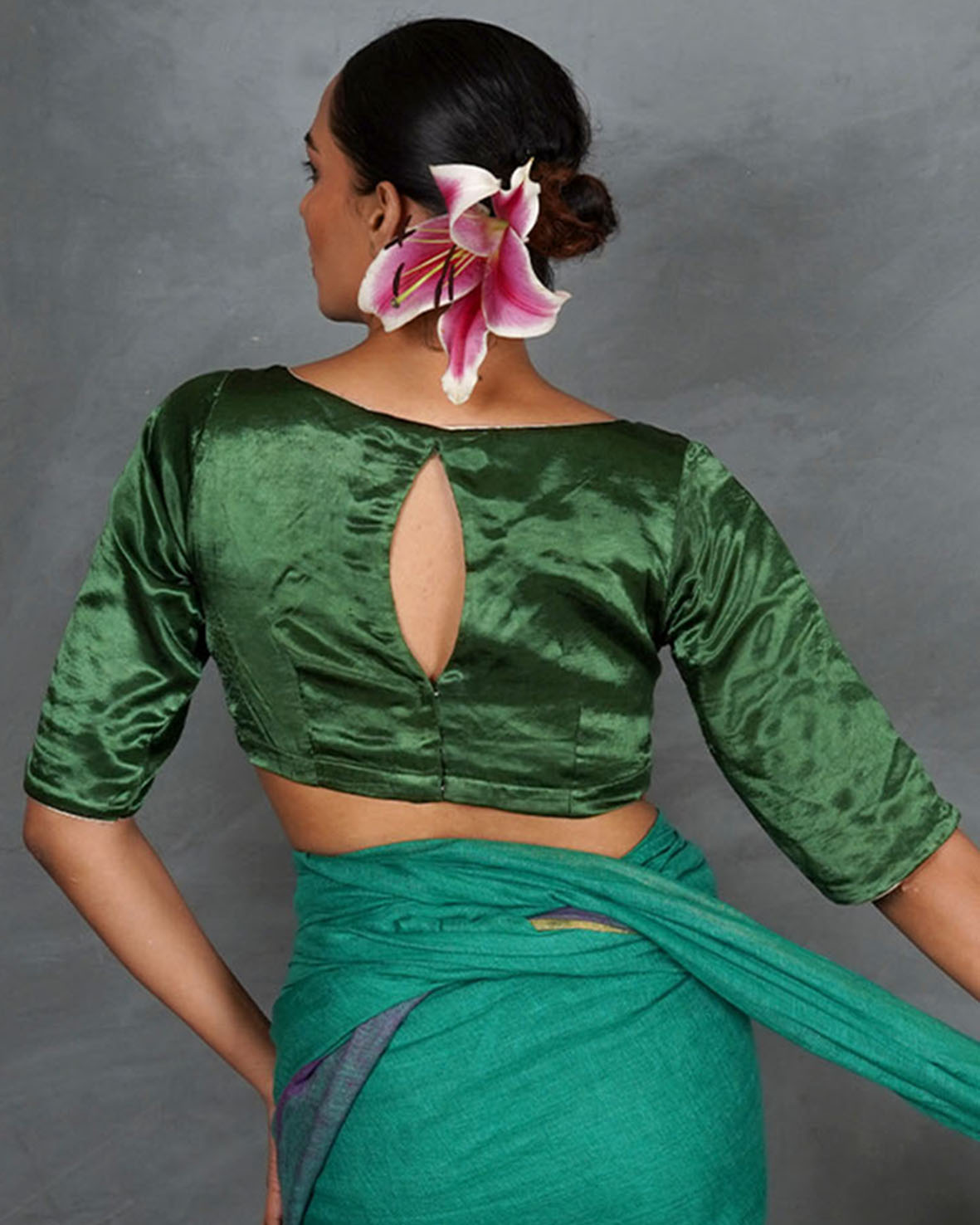 Light Within Green Mashru Silk Blouse - TARA