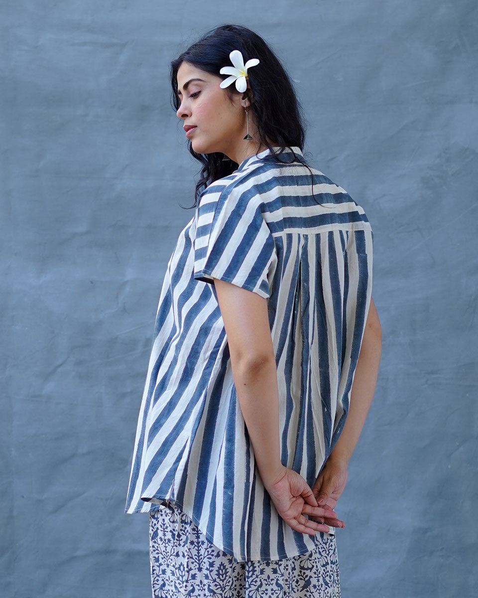 Melted Dusk Grey Block Printed Shirt - BMS