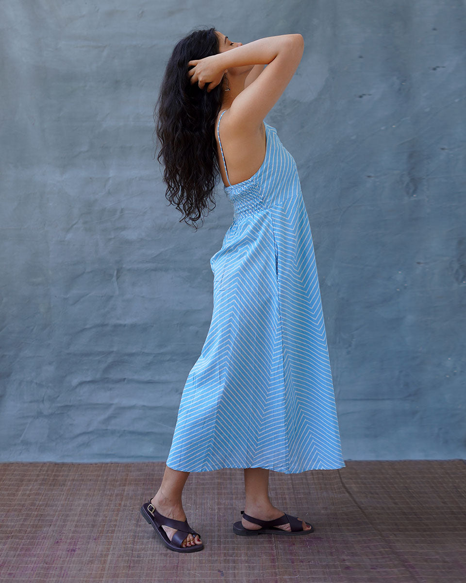 Gudiya Blue Hand Block Printed Dress-BAD