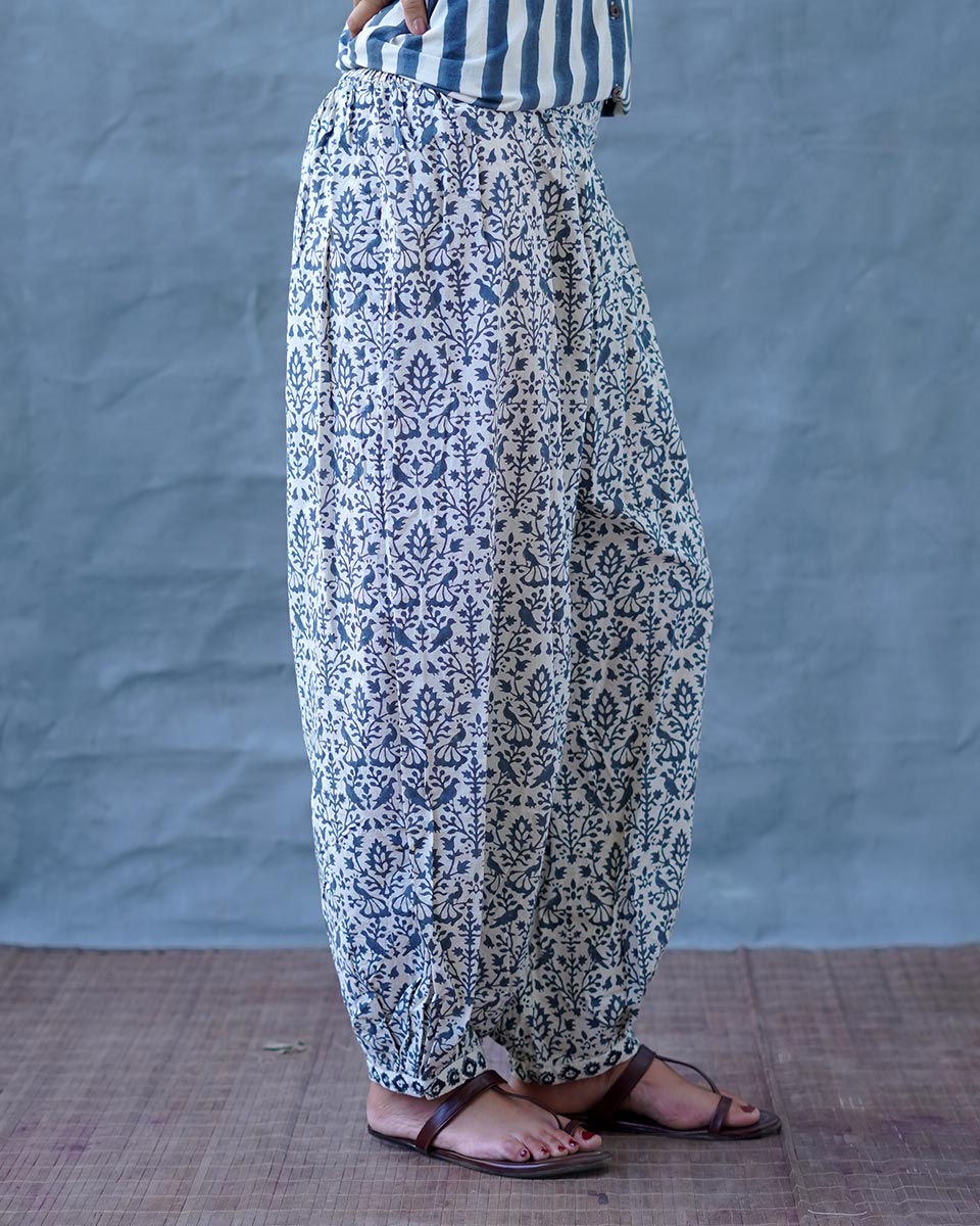 Chalk Mist Ivory Block Printed Pants - BMS