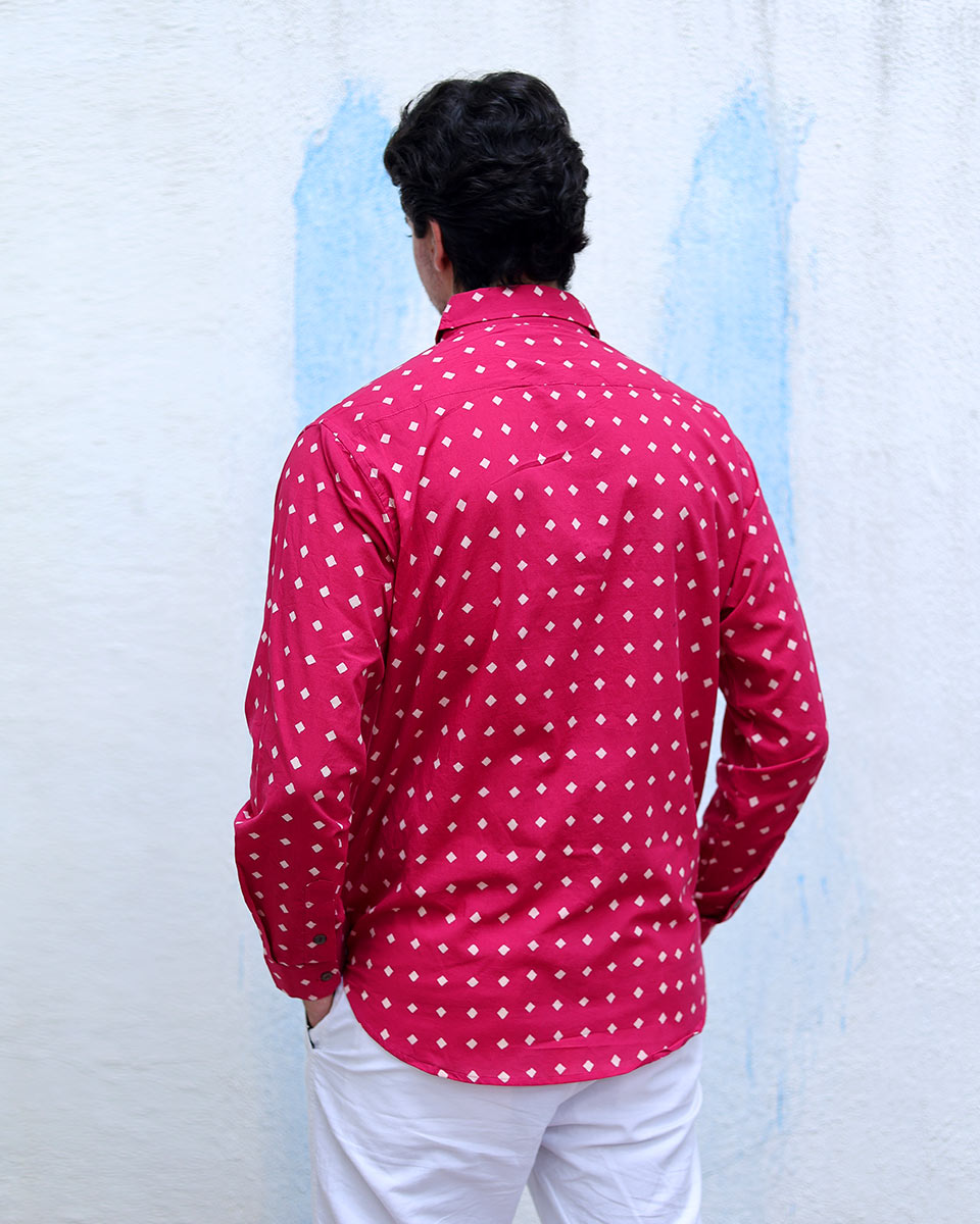 Musafir Pink Hand Block Print Cotton Shirt - TOF