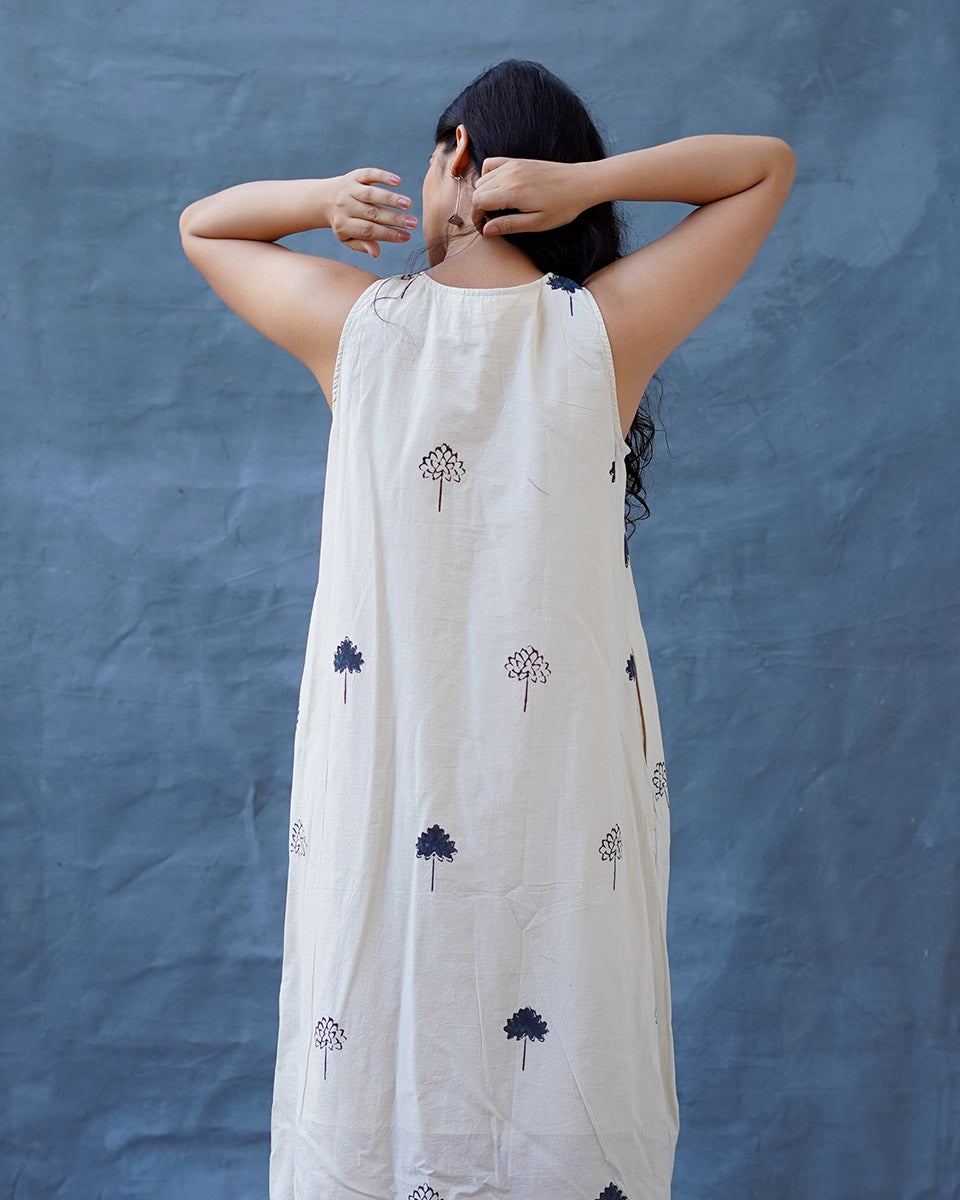 Cloudnight Ivory Block Printed Dress - BMS