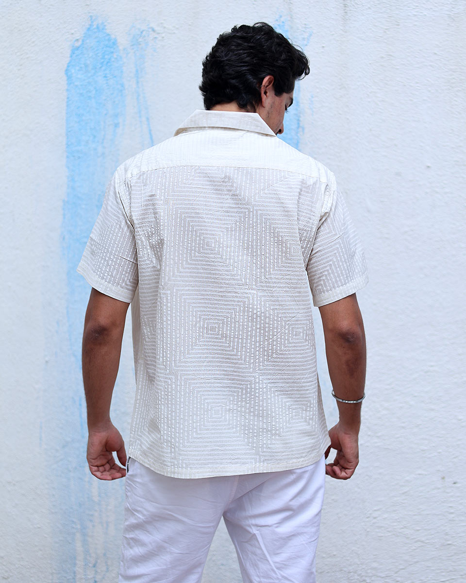 Mehrvaan White Hand Block Print Cotton Shirt - TOF