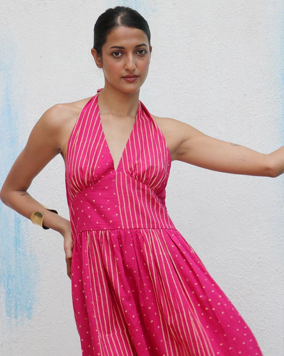 Joba Blockprinted Cotton Dress - Flower Girl