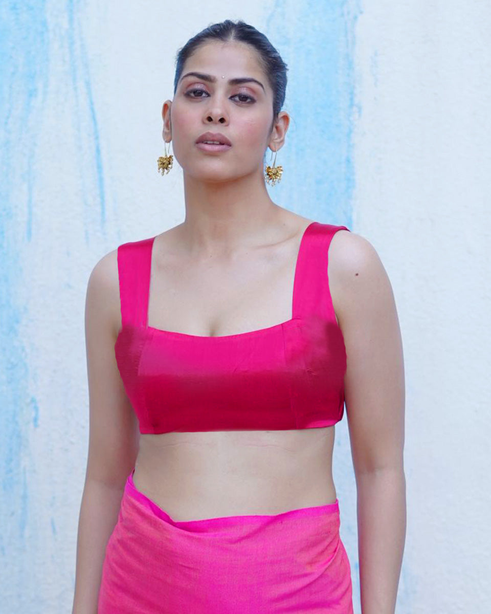 Theia Pink Mashru Silk Blouse - NTC