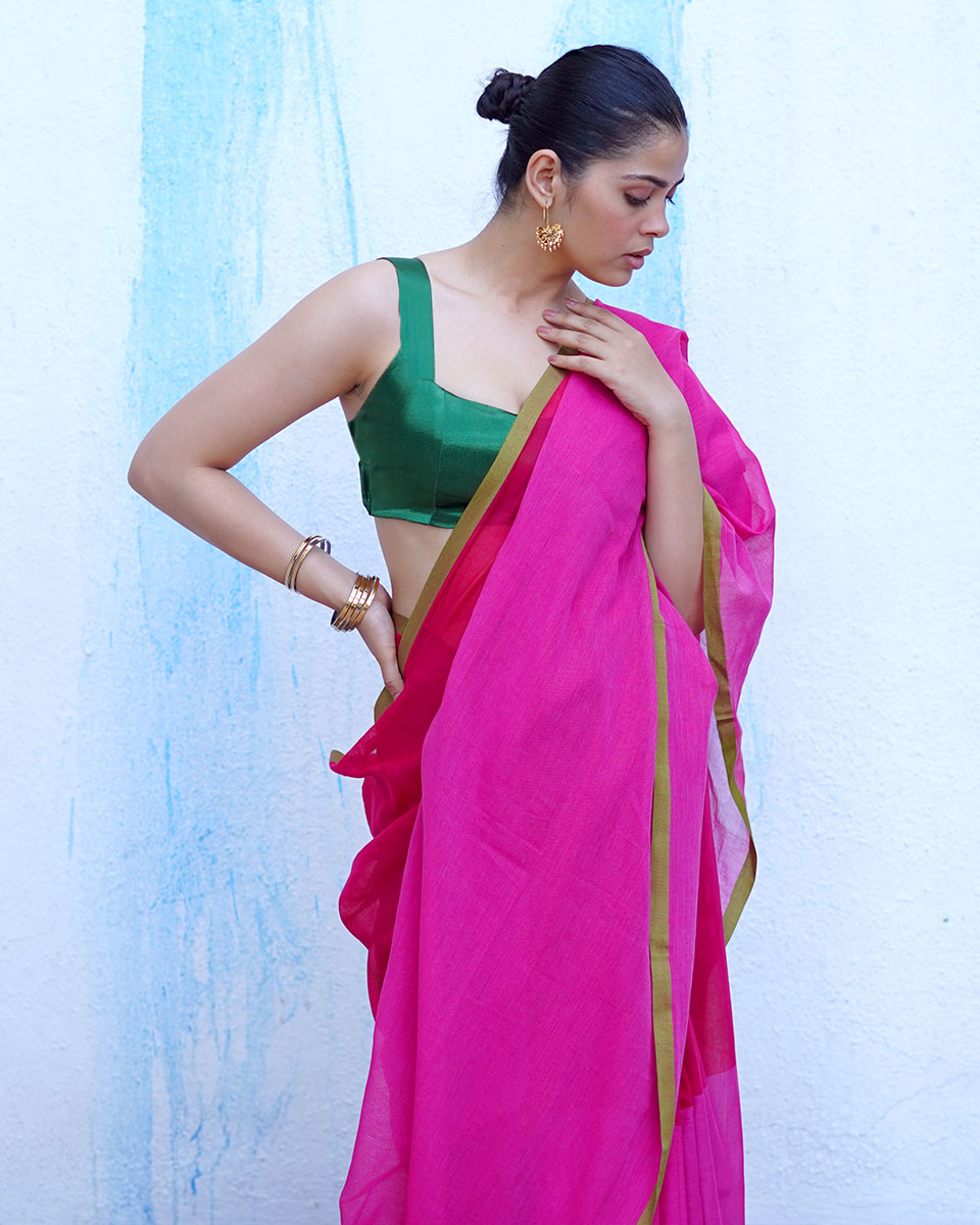 Demeter Pink Handwoven Cotton Saree - NTC