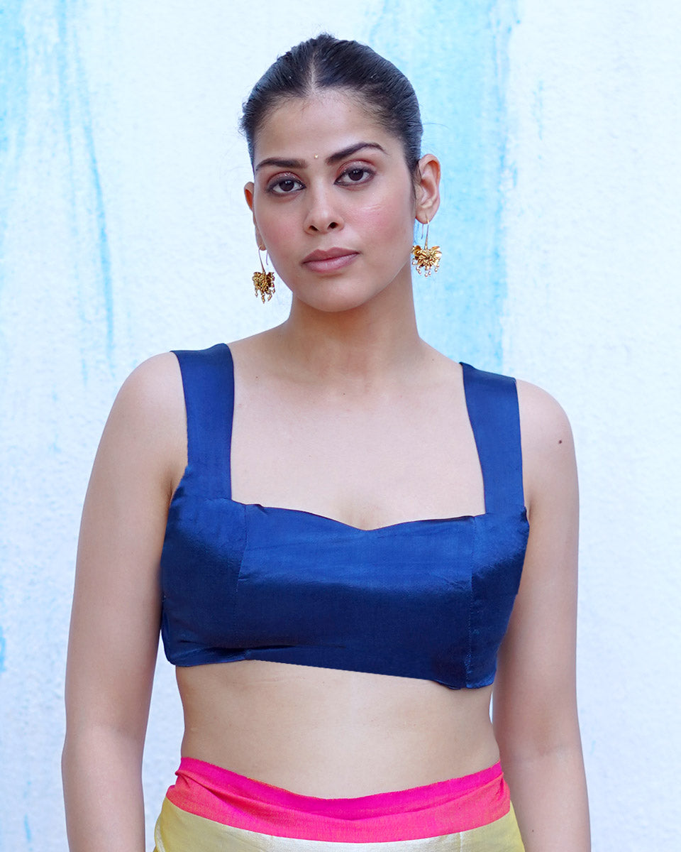 Enyo Blue Mashru Silk Blouse - NTC