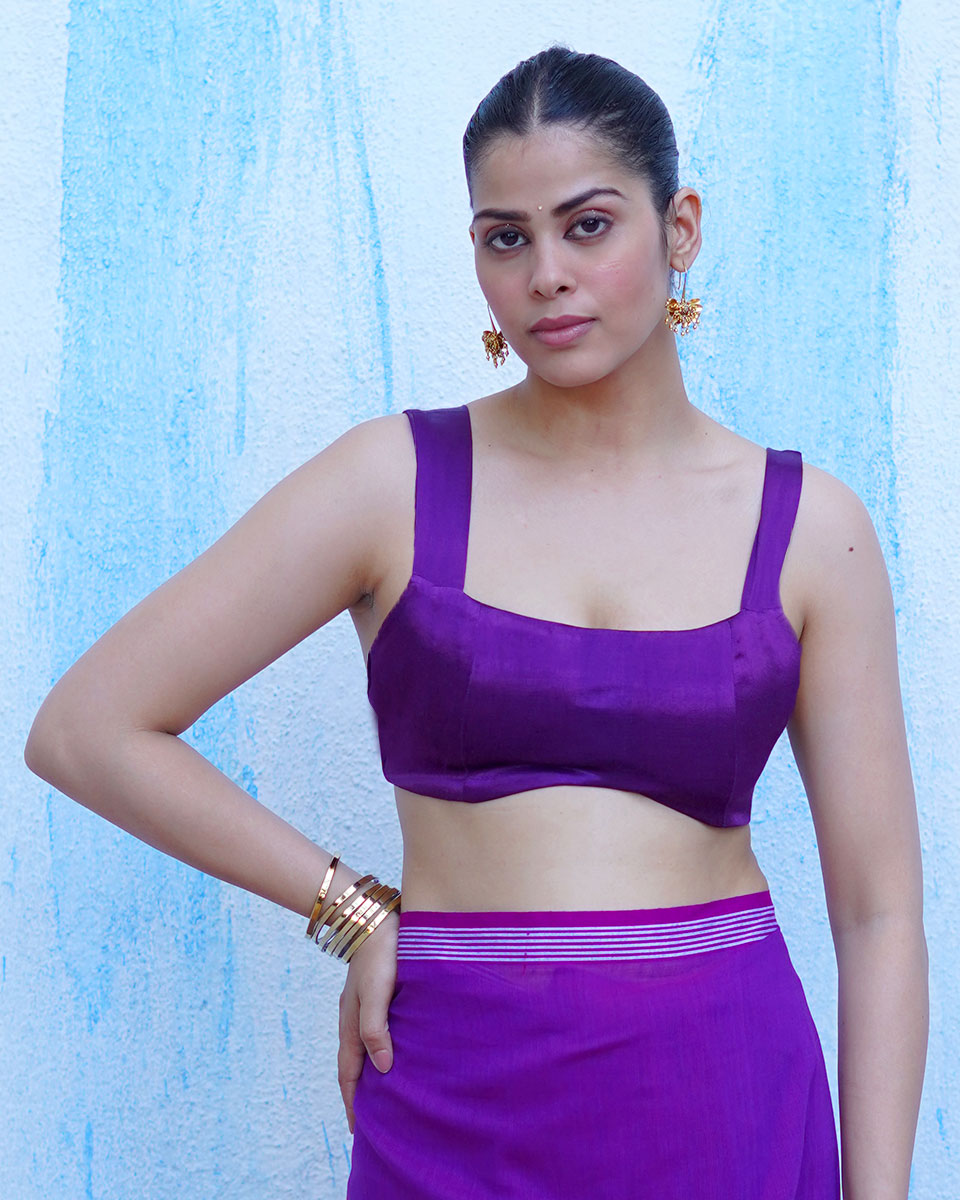 Tethys Royal Purple Mashru Silk Blouse - NTC