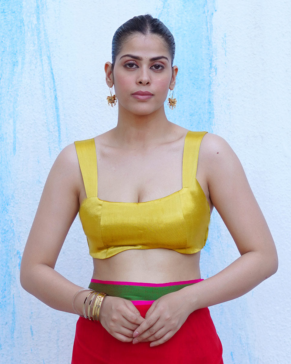 Nike Mustard Gold Mashru Silk Blouse - NTC