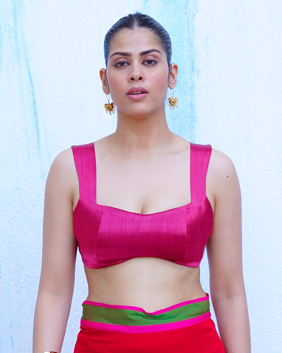 Hecate Magenta Pink Mashru Silk Blouse - NTC