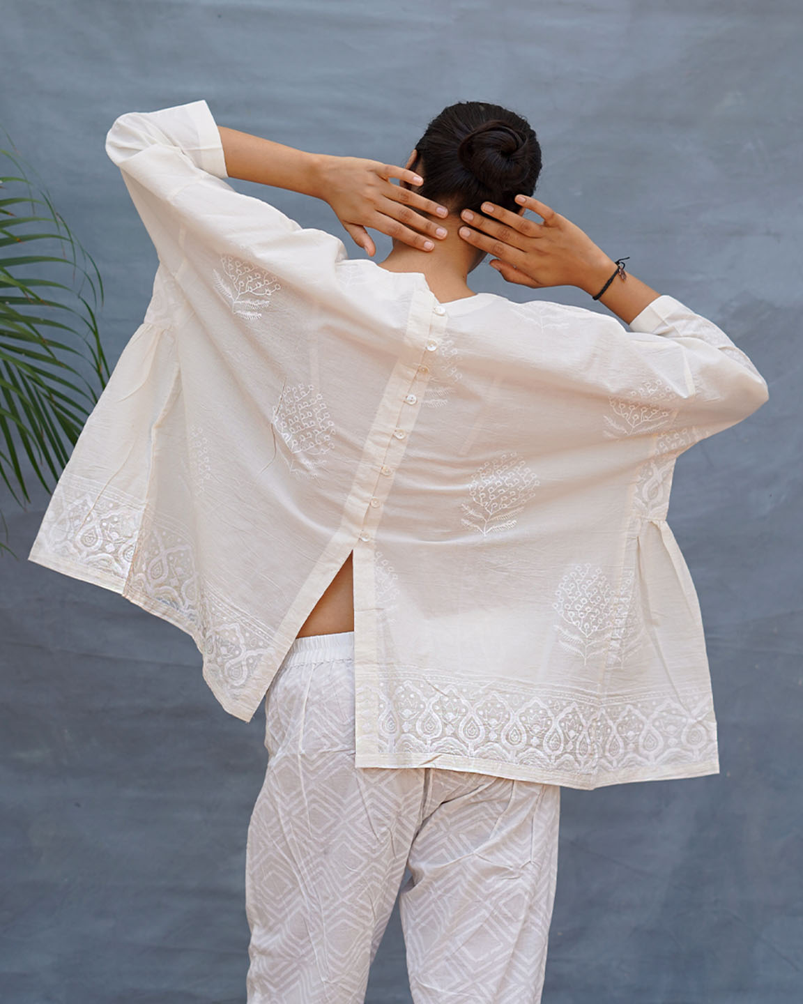 Morning Butter Ivory Block Printed Top - SFD