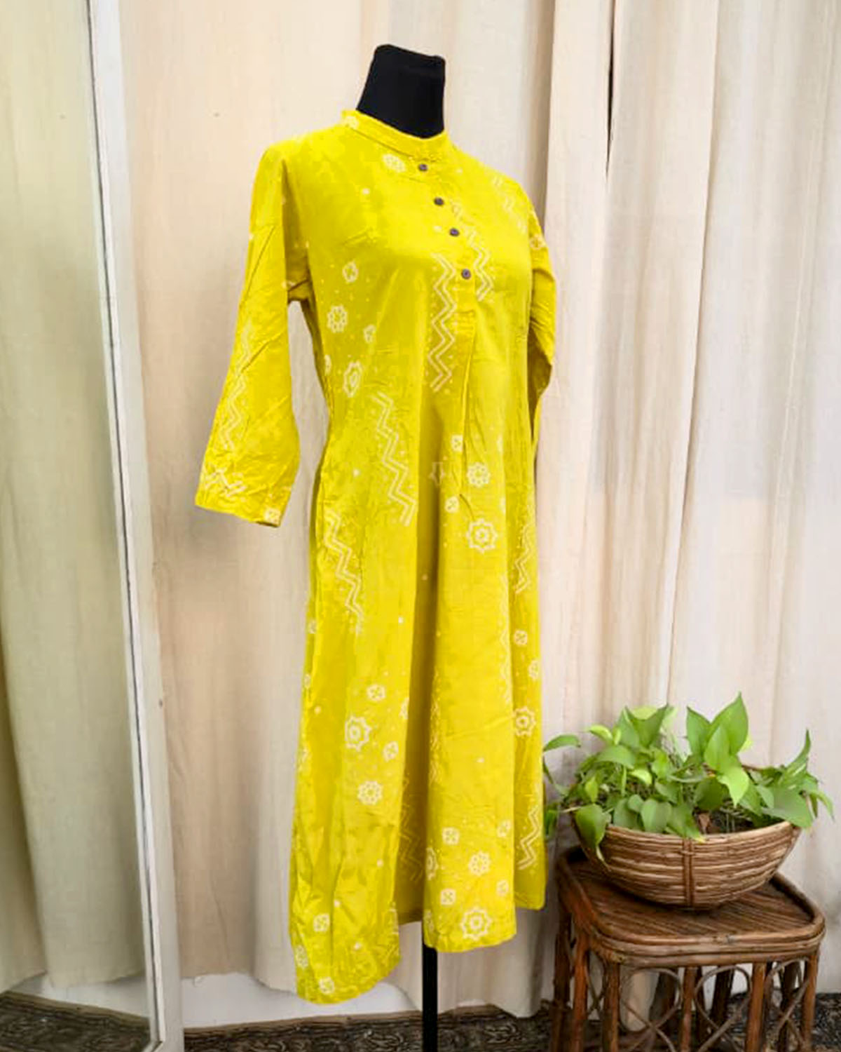 Ruhi Yellow Hand block printed Cotton kurta - Love Despite