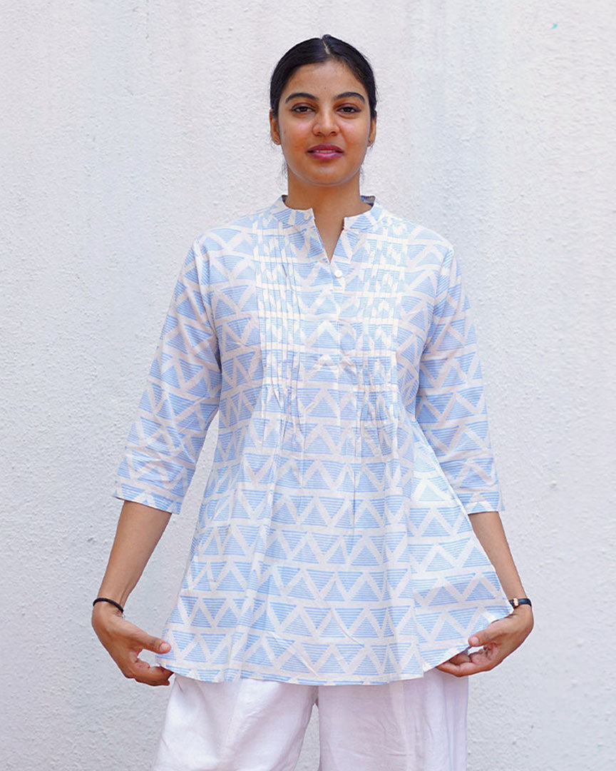 Kuhu Ivory Hand Block Printed Top-BAD