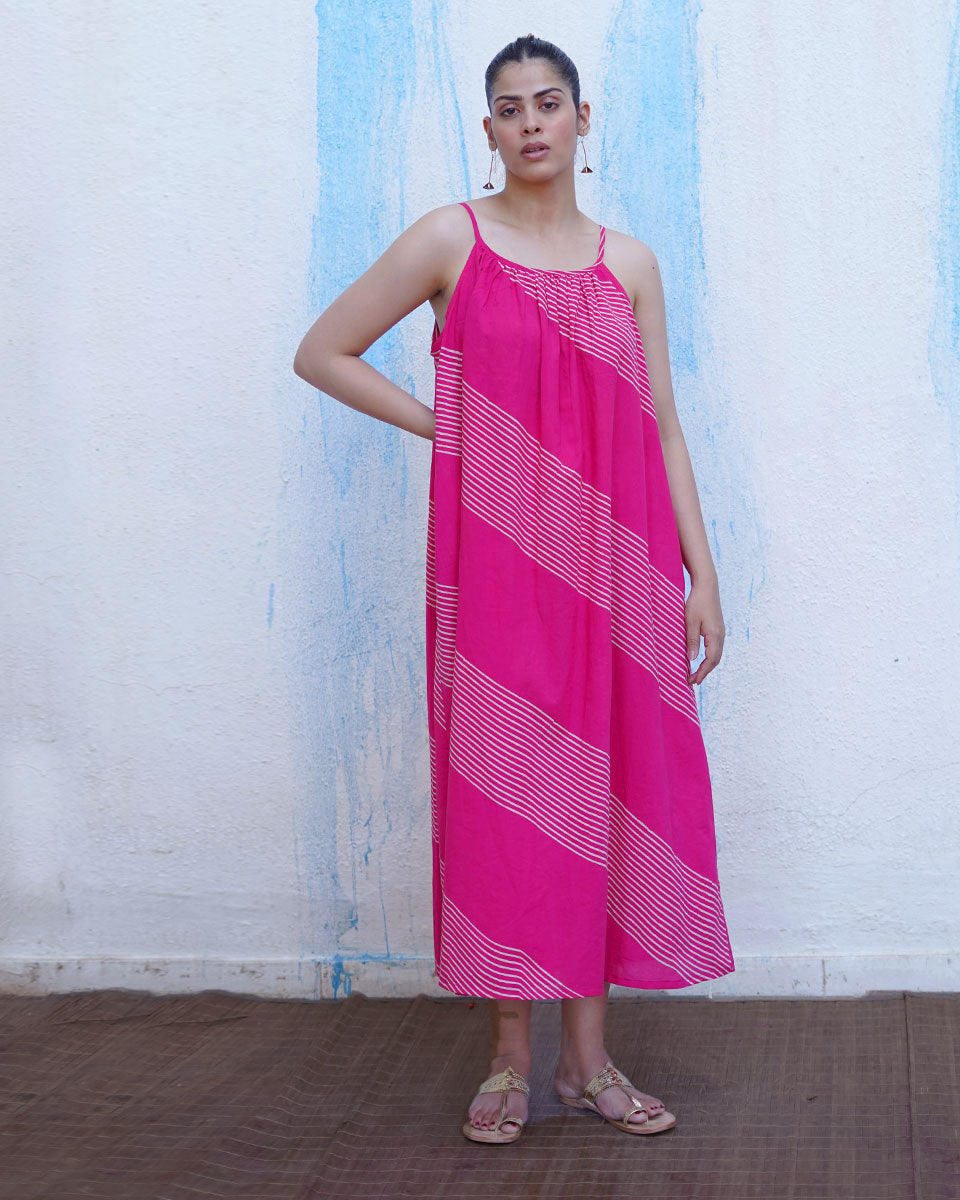 Titli Pink Handblock Print Cotton Dress - BFG