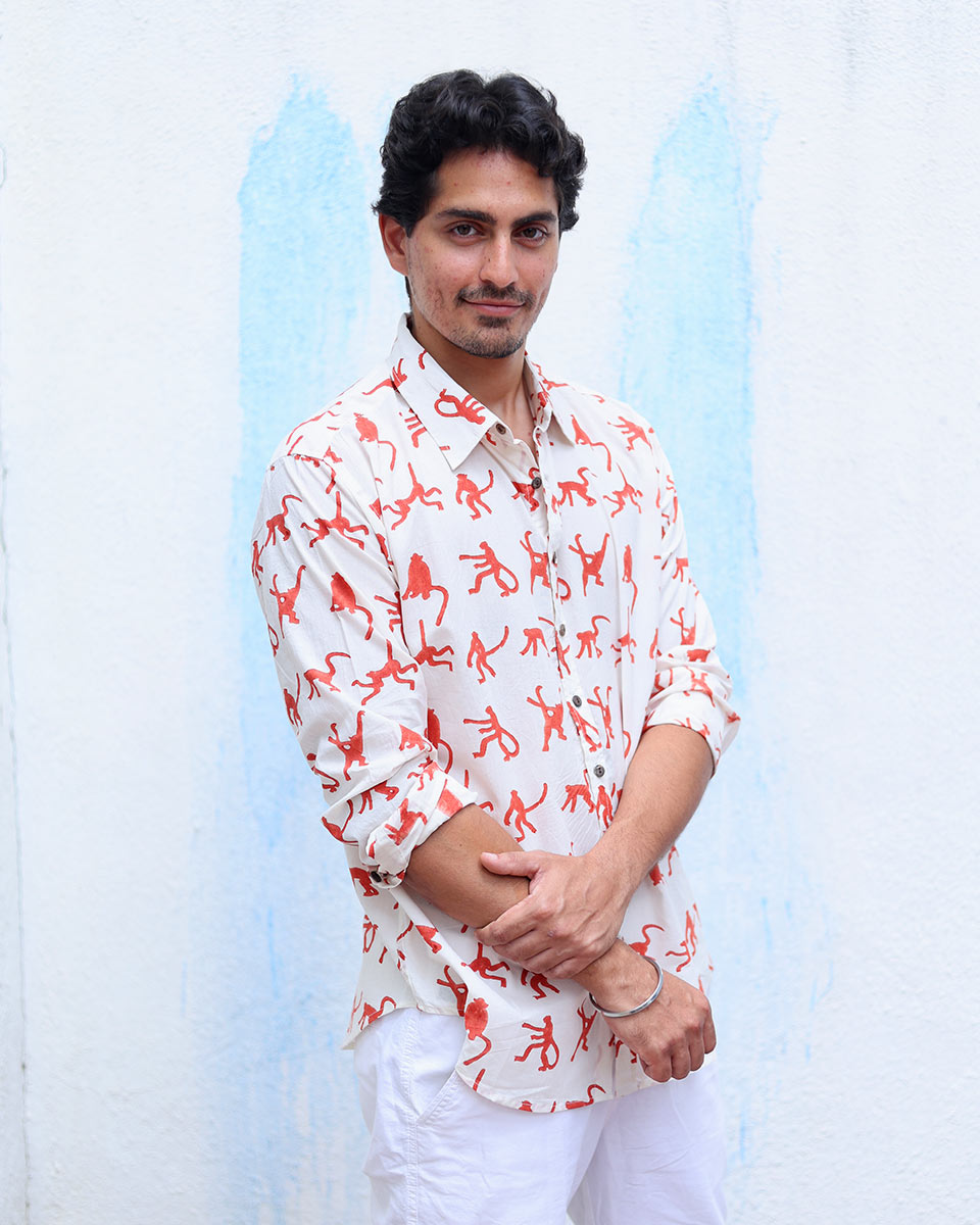Aariz White Hand Block Print Cotton Shirt -TOF