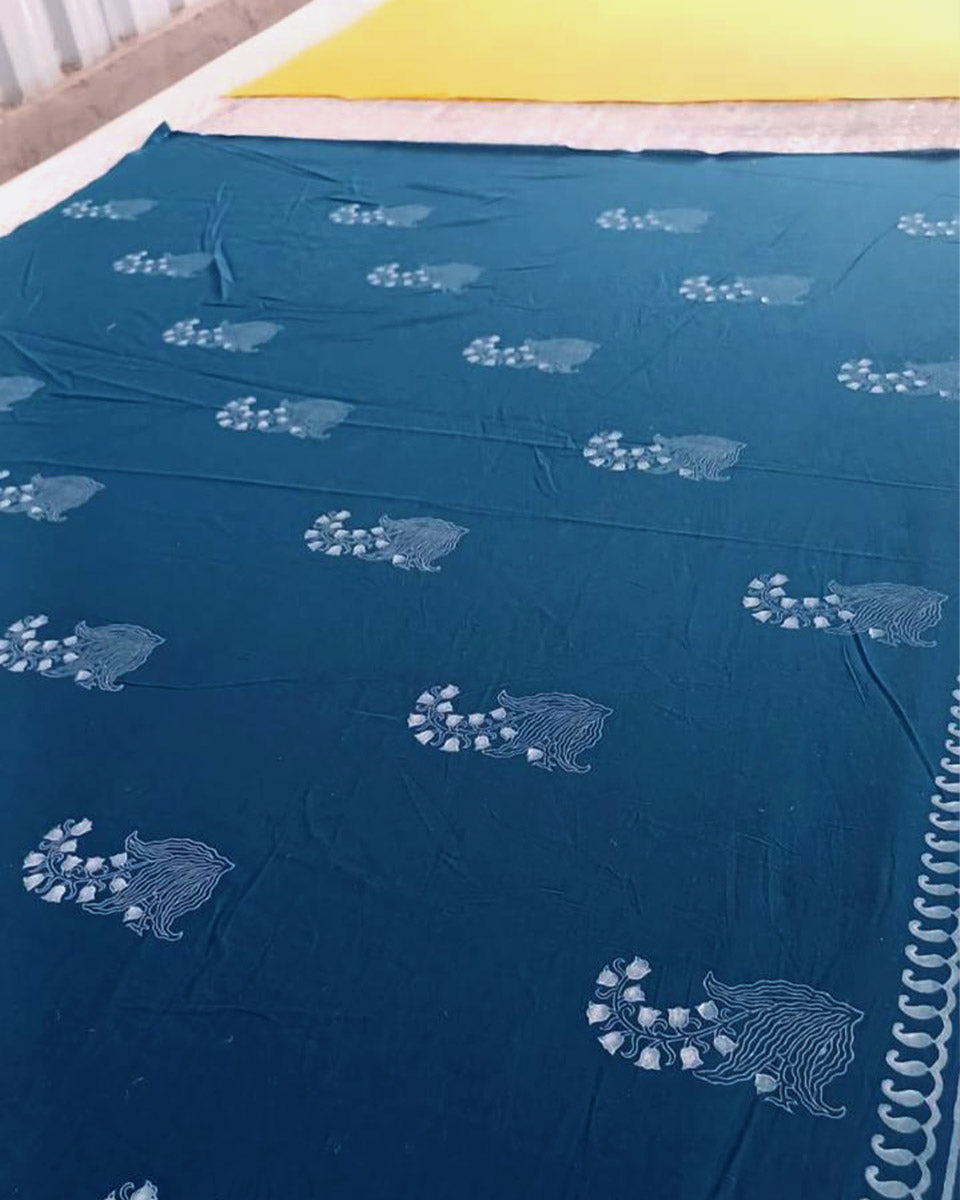 Neeraja Teal Green Hand Block Printed Dress-MYA